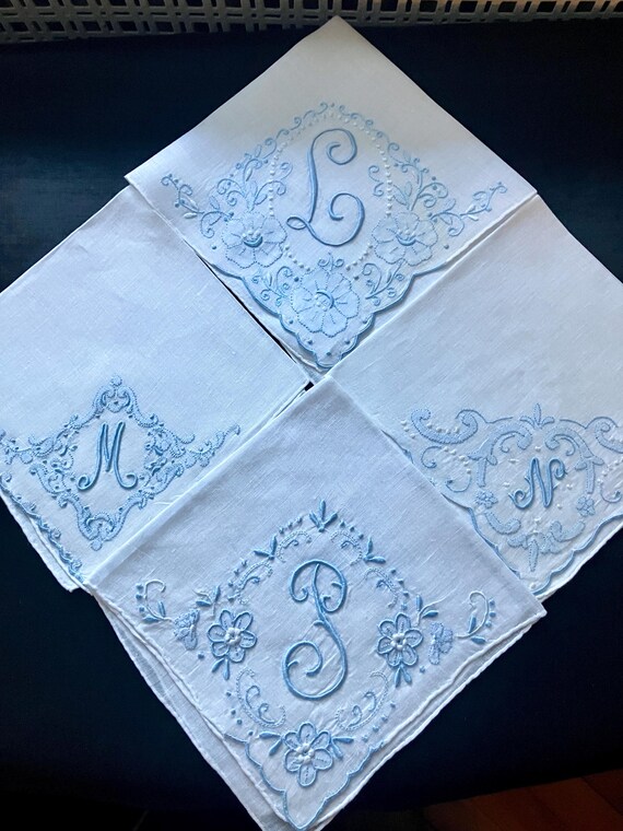 Handkerchief Monogrammed Initial Letter | Wedding… - image 6