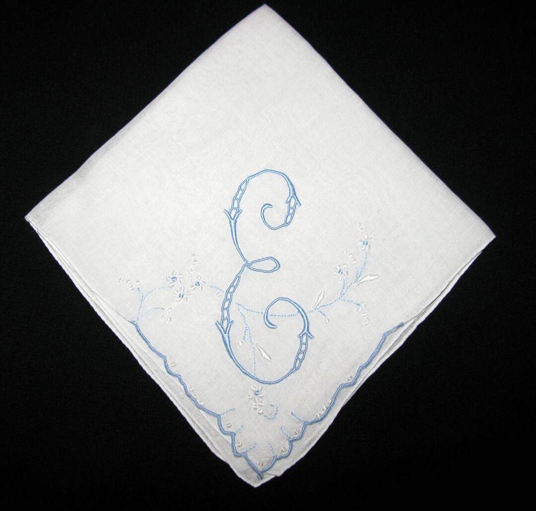 Wedding Handkerchief Monogram Embroidery Initial Letter - Etsy