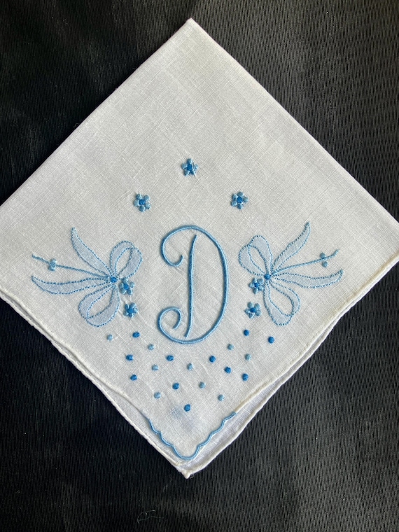Handkerchief Monogrammed Initial Letter | Wedding… - image 4
