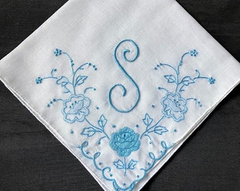 Creative ideas for Wedding Something Borrowed Bride Handkerchiefs B D E F S N M A G or J Letter Embroidered Monogrammed Gift