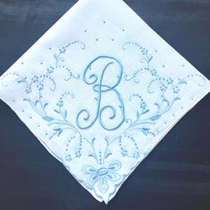 Something Old New Borrowed Blue For Wedding Day Bride New Initial Handkerchief