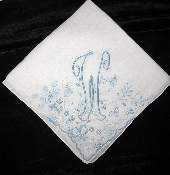 Monogram Handkerchief Initial Letter Vintage Embroidery | Etsy