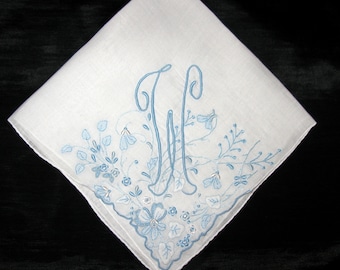 Details about   OCTAVE® Unisex White Cotton Embroidered Handkerchiefs Blue Initials Hankies 