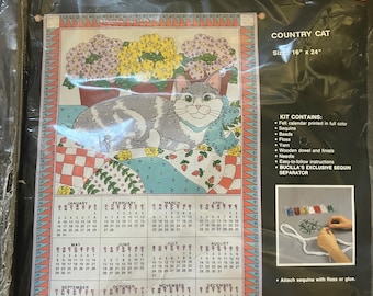 Vintage Bucilla Calendar Kit Jeweled Sequins Craft 1994 New Sealed