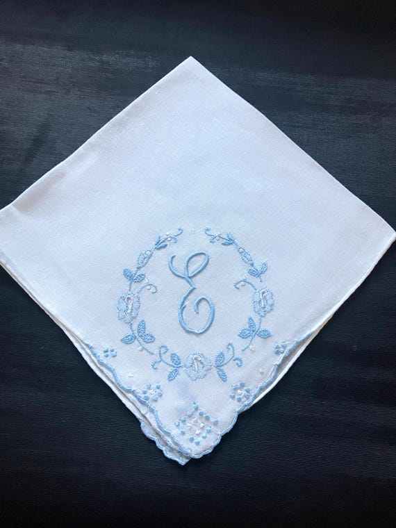 Handkerchief Monogrammed Initial Letter | Wedding… - image 5