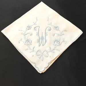 Handkerchief Initial Letter for Wedding Something Blue Old Borrowed Gift Vintage Hanky Gift A B C D E F G H J K L M N P R S or W
