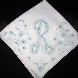 Bridal Handkerchief, Embroidered Hankies Bride, Vintage Handkerchiefs, Ladies Hanky Wedding Hankerchief L K N G D R B S E or J Gift Letter R