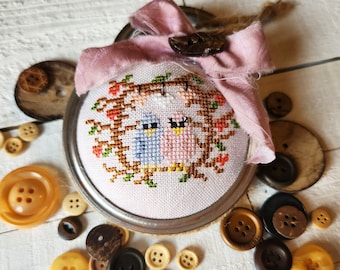 Valentine Love Birds Cross Stitch Pattern, Simple Cross Stitch Chart, Simple X Stitch Pattern, Pink Heart X Stitch Pattern / PDF Download