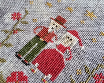 Christmas Couple Cross Stitch Pattern, Cute X Stitch Chart, Simple Cross Stitch Pattern / PDF Pattern, Digital Download Cross Stitch Pattern