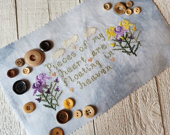 PDF Download / Pieces of My Heart Memorial Cross Stitch Pattern, X Stitch Chart, Bereavement Counted Cross Stitch, Iris X Stitch Pattern