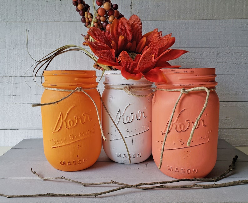 Fall Decor Mason Jar Centerpieces Autumn Decor Home Decor Etsy