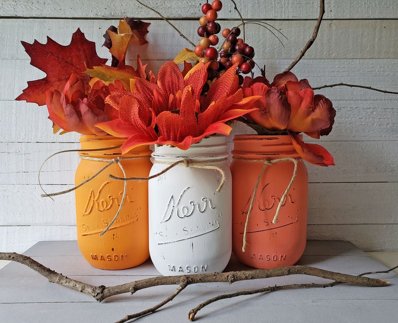 Fall Decor Mason Jar Centerpieces Autumn Decor Home Decor Etsy