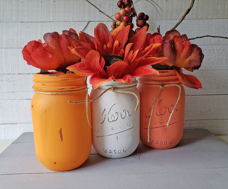 Fall Decor Mason Jar Centerpieces Autumn Decor Home Decor Etsy