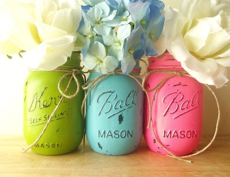 Mason Jar Decor Farmhouse Chic Rustic Home Decorations Colorful Home Decor Cute Home Decor Rustic Country Home Decor Tabletop Decor