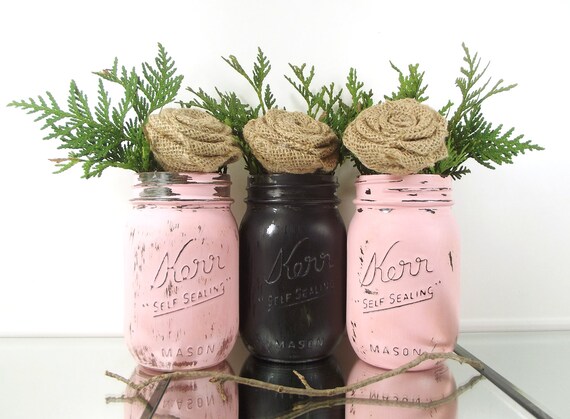 Spring Decorations Bridal Shower Centerpiece Pink Mason Etsy