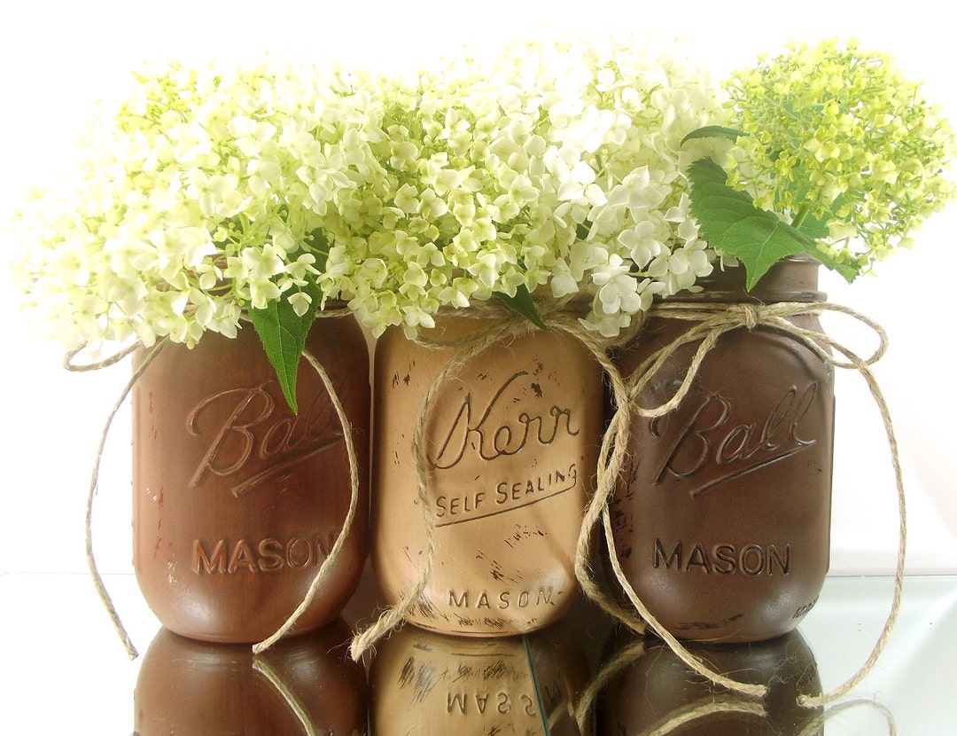 Hand Painted Mason Jars for Fall Featuring Three Pint Jars Etsy