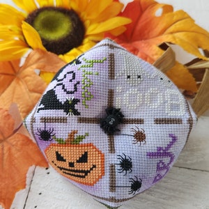 Halloween Biscornu Cross Stitch Chart, Counted Cross Stitch Pattern, Fall X Stitch Chart, Pumpkin Cross Stitch, Ghost X Stitch / PDF Pattern image 9