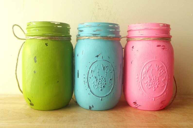 Mason Jar Decor Farmhouse Chic Rustic Home Decorations Colorful Home Decor Cute Home Decor Rustic Country Home Decor Tabletop Decor