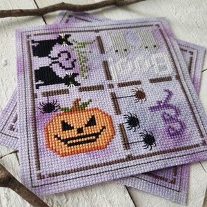 Halloween Biscornu Cross Stitch Chart, Counted Cross Stitch Pattern, Fall X Stitch Chart, Pumpkin Cross Stitch, Ghost X Stitch / PDF Pattern image 6