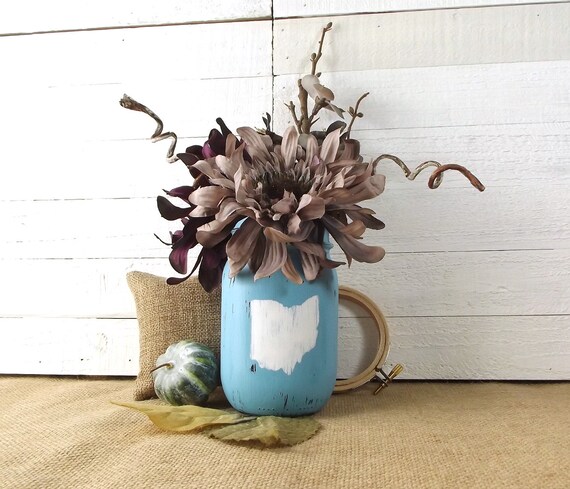 Ohio State Decor State Love Room Decor Painted Jar State Pride Cute Home Decor Ohio Decor Mason Jar Gift Rustic Decor