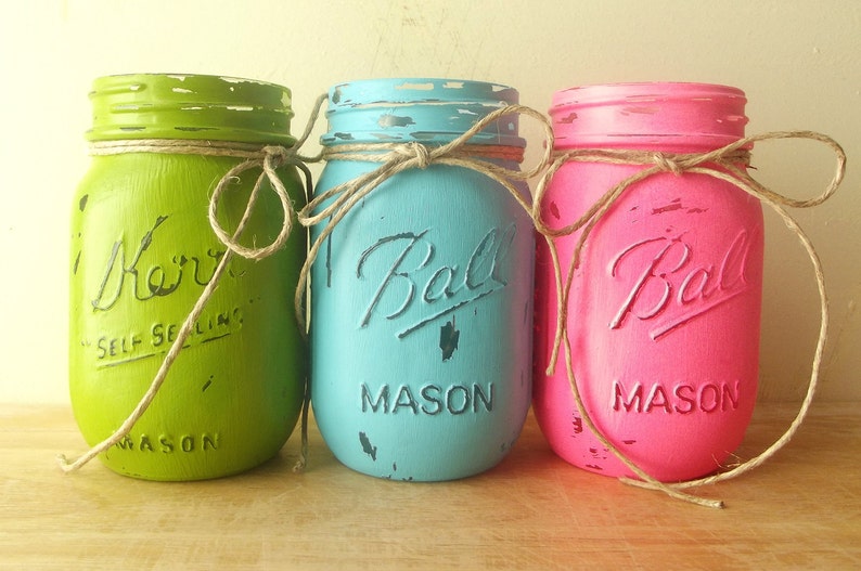 Mason Jar Decor Farmhouse Chic Rustic Home Decorations Colorful Home Decor Cute Home Decor Rustic Country Home Decor Tabletop Decor