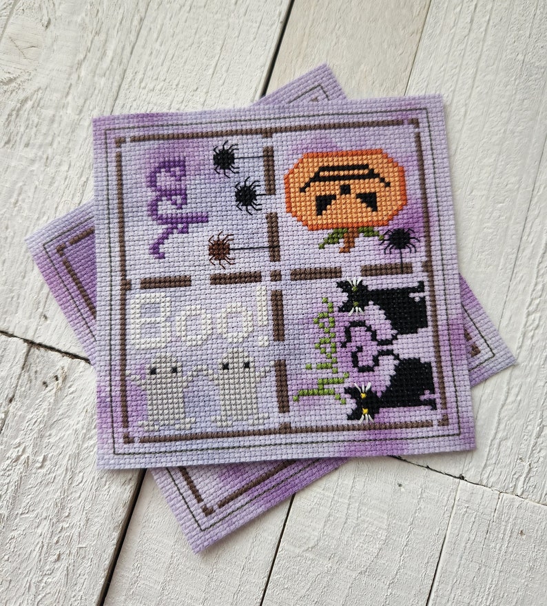 Halloween Biscornu Cross Stitch Chart, Counted Cross Stitch Pattern, Fall X Stitch Chart, Pumpkin Cross Stitch, Ghost X Stitch / PDF Pattern image 3