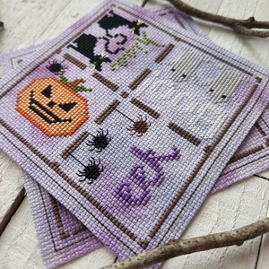 Halloween Biscornu Cross Stitch Chart, Counted Cross Stitch Pattern, Fall X Stitch Chart, Pumpkin Cross Stitch, Ghost X Stitch / PDF Pattern image 4