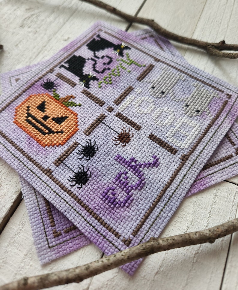 Halloween Biscornu Cross Stitch Chart, Counted Cross Stitch Pattern, Fall X Stitch Chart, Pumpkin Cross Stitch, Ghost X Stitch / PDF Pattern image 4