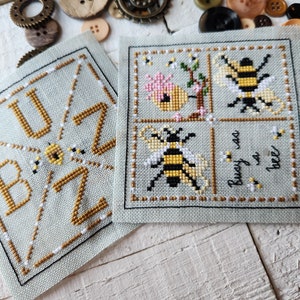 Instant Download / Bee Cross Stitch Pattern, Summer X Stitch Chart, Simple Cross Stitch Chart, Counted X Stitch Pattern, Biscornu Pattern image 6