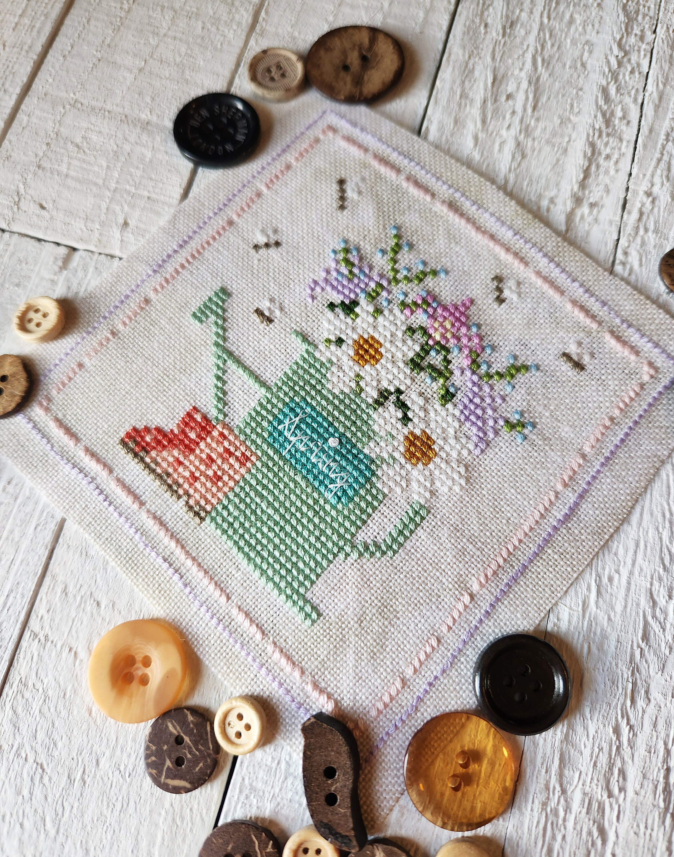 PDF Download / Spring Watering Can Cross Stitch Pattern, Floral Cross ...