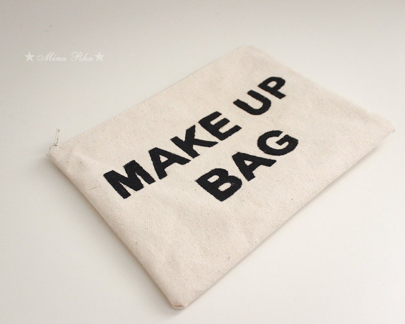 MakeUp Bag Cosmetic Case Make Up Pouch Accessory Pouch Zippered Canvas Pouch Hand Printed image 2