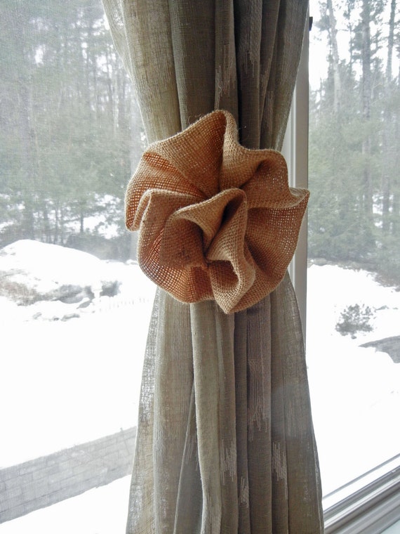 Two Burlap Curtain Tie Backs Etsy