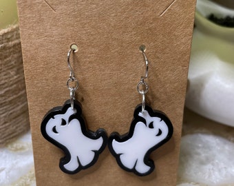 Ghost Acrylic Halloween Earrings, Neclace, Pin, or Keychain