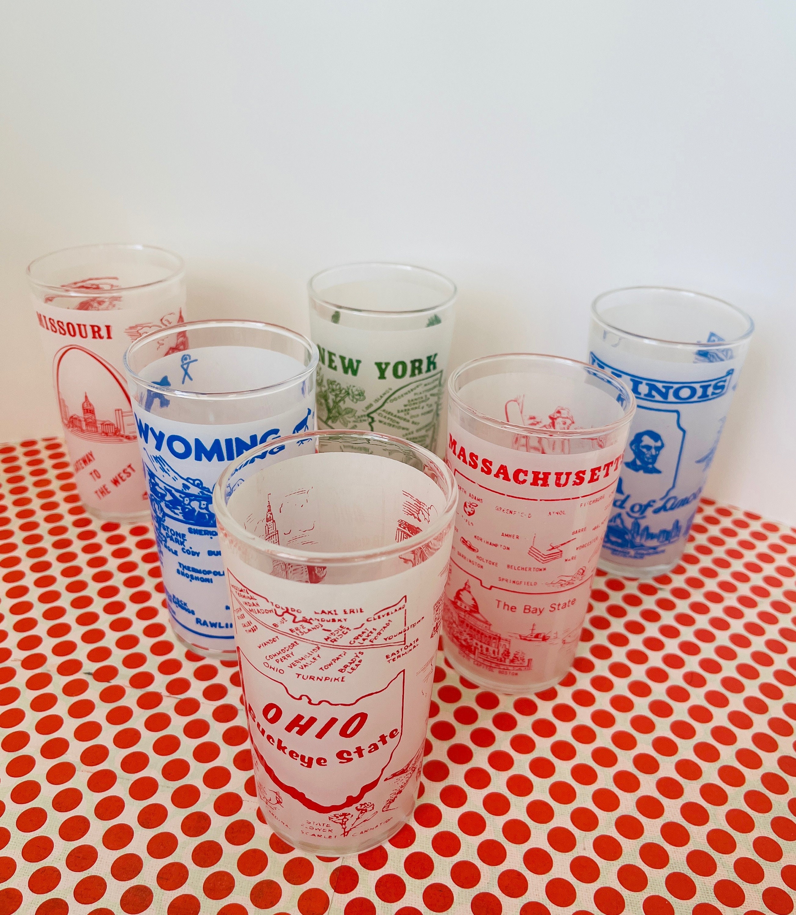 Vintage Midcentury Frosted State Tumbler: Retro Cocktail Glass - Etsy