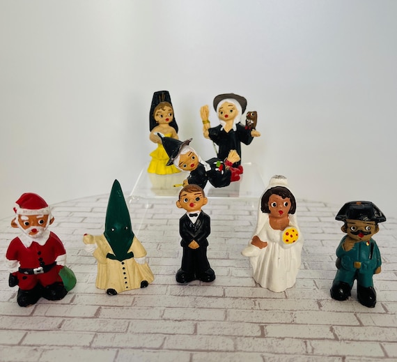 Lot of 8 Vintage Spanish Terracotta Mud People Mix of Villagers