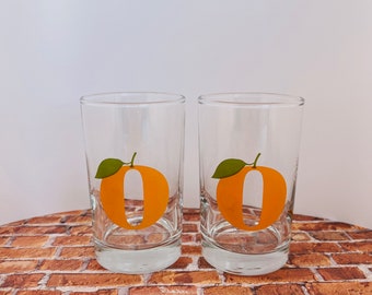 Vintage Crate and Barrel "Squeeze" Orange Juice Glasses Set of 2