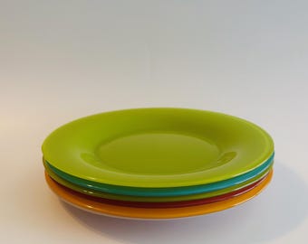 Vintage Arc France Glass Salad or Dessert Plates Blue, Green, Orange, White, Purple, Sold Individually