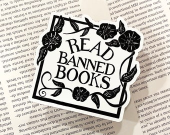 Read Banned Books Refrigerator Magnet, Gift for Librarian, Readers, Book Club, Bibliophile, Teacher, Bookcore Housewarming Decor