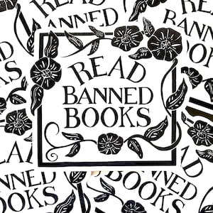 Read Banned Books Sticker, Floral Vinyl Sticker For Readers, Librarian or Teacher Gift, Book Core Sticker, Weatherproof Progressive Politics