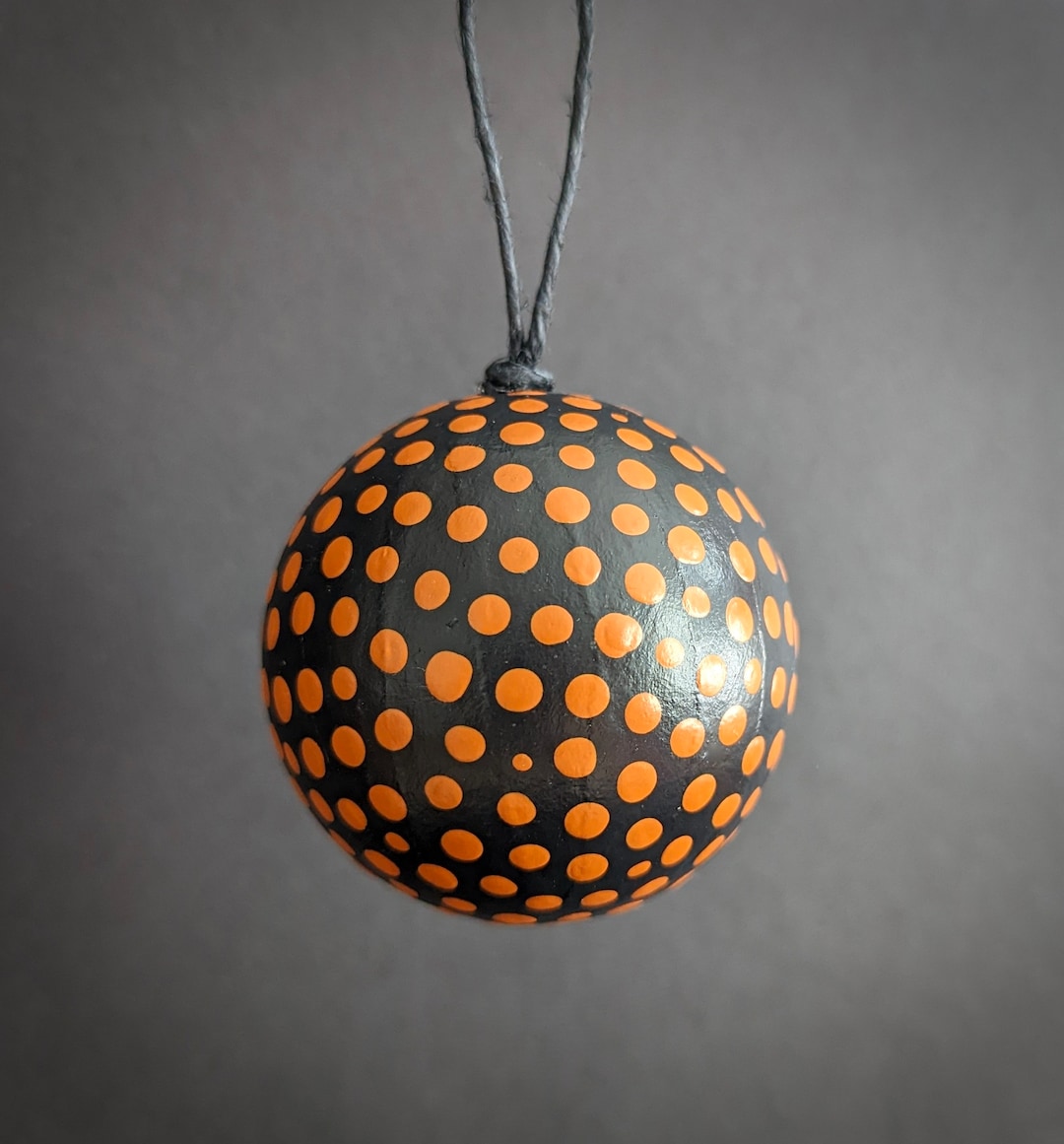 Burnt Orange and Black Dot Pattern Ball Ornament Handpainted Etsy UK