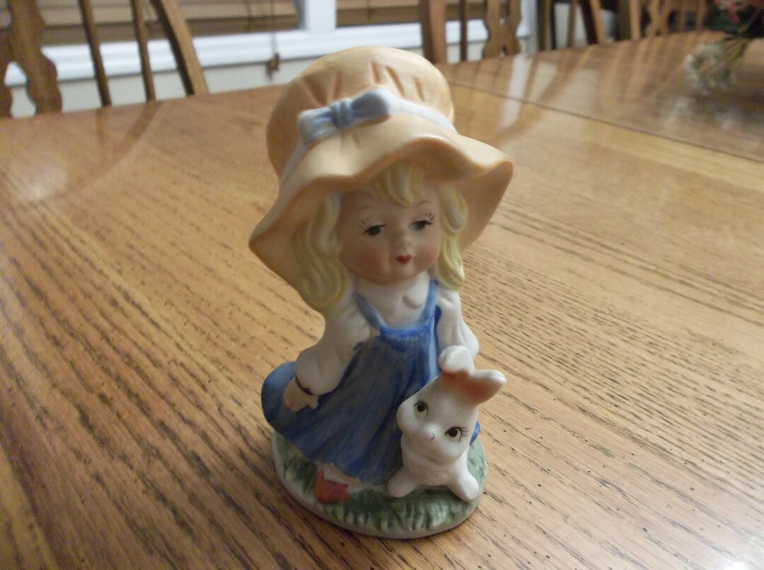 Ardco Porcelain Girl With A Bunny/vintage/figurine/60s Etsy