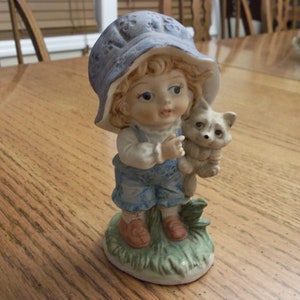 Ardco Porcelain Girl With An Animal/Figurine/Vintage/60&#39;s