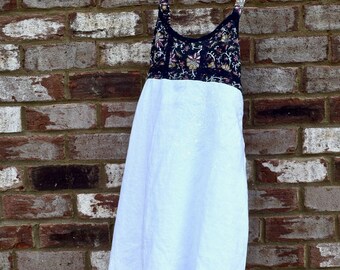 Precious Upcycled Romantic White Linen Tunic/Dress Wearable Art! 1009