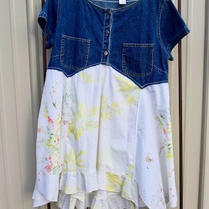 Upcycled Romantic Summer Lagen Look Tunic, Wearable Art