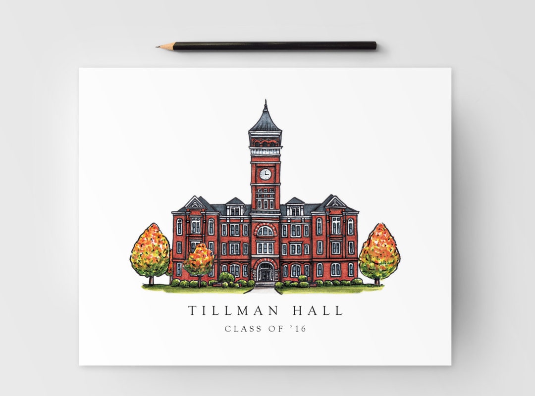 Tillman Hall Print Clemson Graduation Gift Clemson SC Etsy