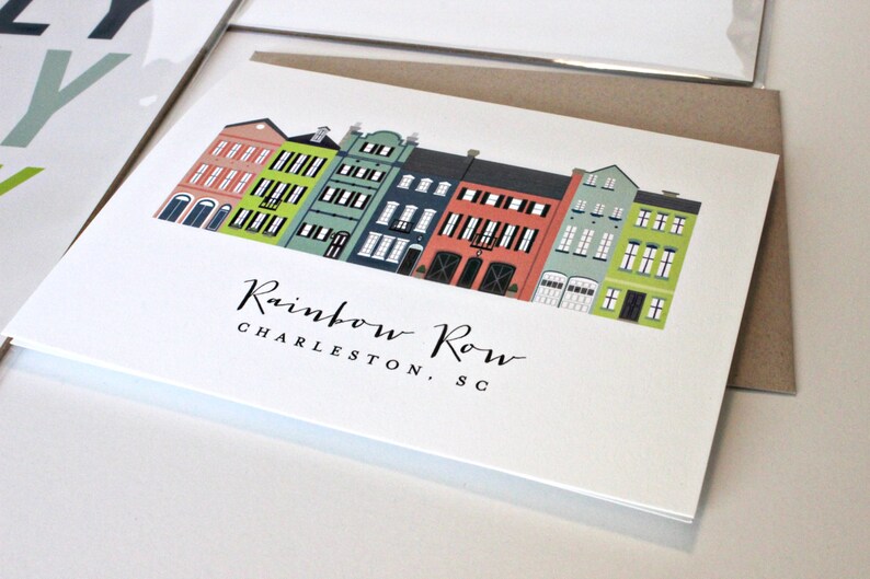 Charleston Rainbow Row Greeting Card Charleston SC Cards Etsy