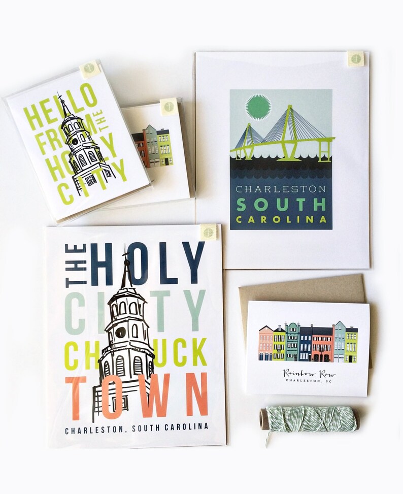 Charleston Rainbow Row Greeting Card Charleston SC Cards Etsy