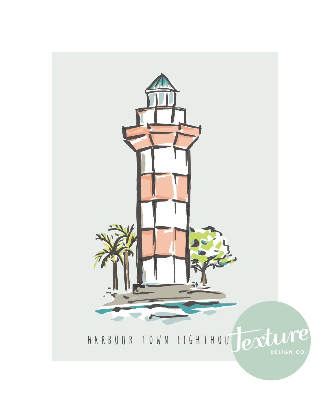 Hilton Head Island Print Harbour Town Lighthouse Artwork Etsy
