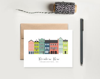 Charleston Rainbow Row Greeting Card; Charleston, SC Cards; Charleston South Carolina Gift