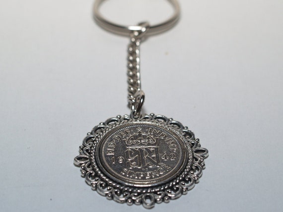 Fancy Pendant 1964 Lucky sixpence 60th Birthday on a keychain 60th birthday gift for her Thinking Of You,  Special Friend, Mum, Dad